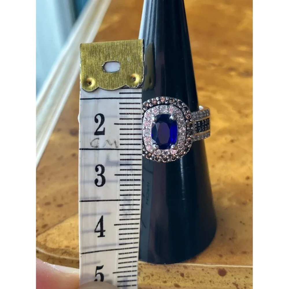 Genuine Blue Spinel Sterling Silver Ring Size 7
